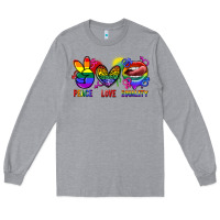 Heather Grey Peace love equality Long Sleeve Tee - FaDigitalArtStudio