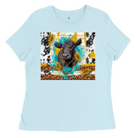 Baby Blue black angus Ladies Tee - TumblerDesignByShophia