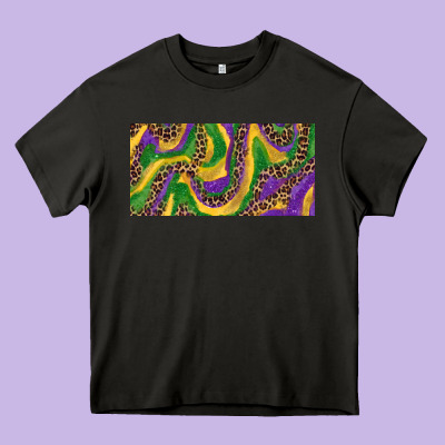 Mardi Gras Colors With Leopard Heavy Core Tee Designed By Ranaportraitstore