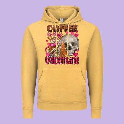 Coffee Is My Valentine Skull Vintage Hoodie Designed By Fadigitalartstudio