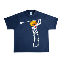 Navy Golf Skeleton Pumpkin Halloween Shirt Urban Heavy Tee - maiPhamDesign