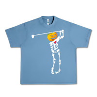 Pebble Blue Golf Skeleton Pumpkin Halloween Shirt Urban Heavy Tee - maiPhamDesign