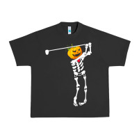 Pigment Black Golf Skeleton Pumpkin Halloween Shirt Urban Heavy Tee - maiPhamDesign