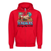 Red teachers change the world Zipper Hoodie - BarkalooDesign