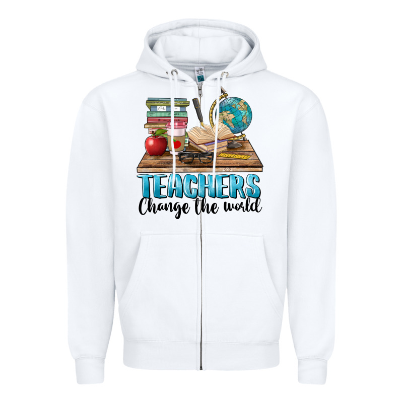 Teachers Change The World Zipper Hoodie by BarkalooDesign | Teevron