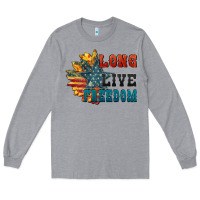 Heather Grey Long live freedom Long Sleeve Tee - FaDigitalArtStudio