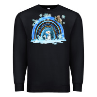 Black winter   rainbow and snowman Premium Sweatshirt - AdoDesignShop