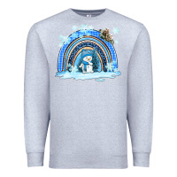 Heather Grey winter   rainbow and snowman Premium Sweatshirt - AdoDesignShop