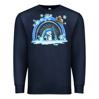 Navy winter   rainbow and snowman Premium Sweatshirt - AdoDesignShop