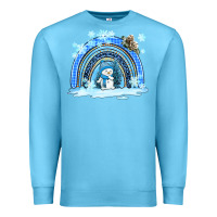 Ocean Blue winter   rainbow and snowman Premium Sweatshirt - AdoDesignShop