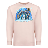Pale Pink winter   rainbow and snowman Premium Sweatshirt - AdoDesignShop