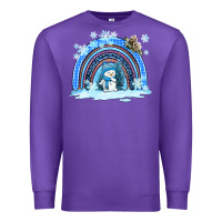 Purple winter   rainbow and snowman Premium Sweatshirt - AdoDesignShop