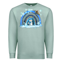 Seafoam winter   rainbow and snowman Premium Sweatshirt - AdoDesignShop