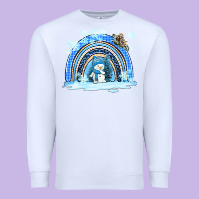 Winter   Rainbow And Snowman Premium Sweatshirt Designed By Adodesignshop