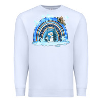 White winter   rainbow and snowman Premium Sweatshirt - AdoDesignShop
