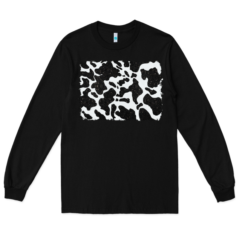 Distressed Black Glitter Cowhide Pattern Long Sleeve Tee by RanaPortraitStore | Teevron