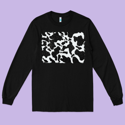 Distressed Black Glitter Cowhide Pattern Long Sleeve Tee Designed By Ranaportraitstore