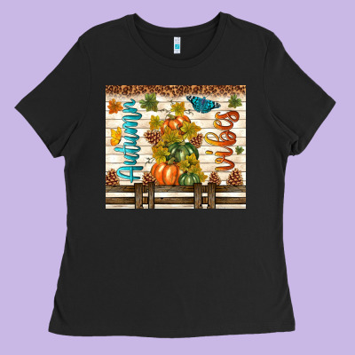 Autumn Vibes Ladies Tee Designed By Tumblerdesignbyshophia