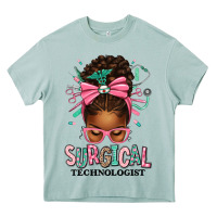 Arona Surgical Technologist Afro Messy Bun Heavy Core Tee - texasbilliewilder