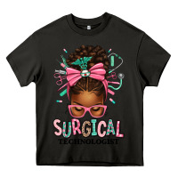 Asphalt Surgical Technologist Afro Messy Bun Heavy Core Tee - texasbilliewilder