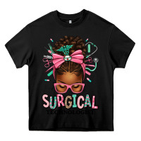Black Surgical Technologist Afro Messy Bun Heavy Core Tee - texasbilliewilder