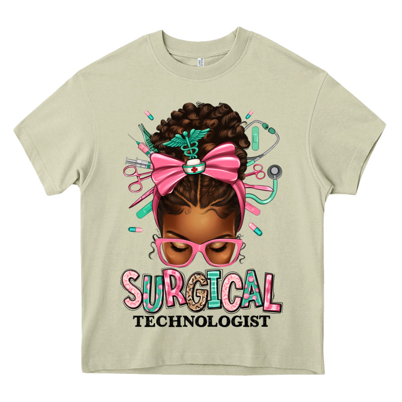 Surgical Technologist Afro Messy Bun Heavy Core Tee by texasbilliewilder | Teevron