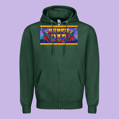 Super Dad Zipper Hoodie Designed By Barkaloodesign