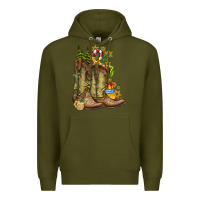 Army Green Christmas Boots Premium Hoodie - CowhideDigitalArt