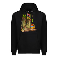 Black Christmas Boots Premium Hoodie - CowhideDigitalArt
