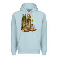 Blue Mist Christmas Boots Premium Hoodie - CowhideDigitalArt