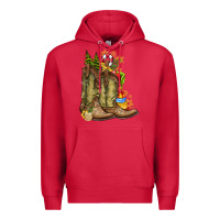 Cardinal Christmas Boots Premium Hoodie - CowhideDigitalArt