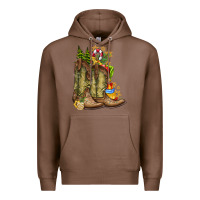Chestnut Christmas Boots Premium Hoodie - CowhideDigitalArt