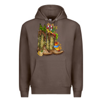 Coffee Christmas Boots Premium Hoodie - CowhideDigitalArt