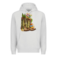 Dove Grey Christmas Boots Premium Hoodie - CowhideDigitalArt