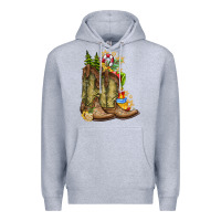 Heather Grey Christmas Boots Premium Hoodie - CowhideDigitalArt