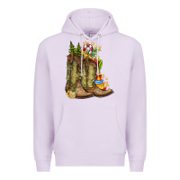 Lilac Christmas Boots Premium Hoodie - CowhideDigitalArt
