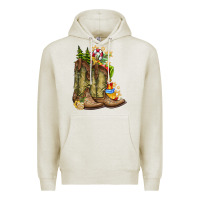 Oatmeal Heather Christmas Boots Premium Hoodie - CowhideDigitalArt