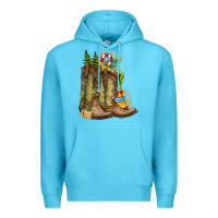 Ocean Blue Christmas Boots Premium Hoodie - CowhideDigitalArt