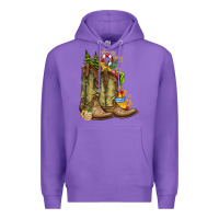 Purple Christmas Boots Premium Hoodie - CowhideDigitalArt