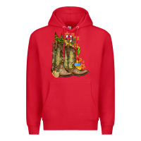 Red Christmas Boots Premium Hoodie - CowhideDigitalArt