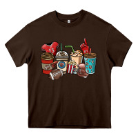 Chocolate Brown Football coffee cups Heavy Core Tee - NancyCooperArtShop