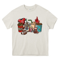 Football Coffee Cups Heavy Core Tee | Teevron