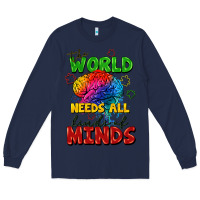 Navy The world needs all kinds of minds Long Sleeve Tee - FaDigitalArtStudio