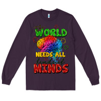 Plum The world needs all kinds of minds Long Sleeve Tee - FaDigitalArtStudio