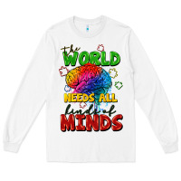 White The world needs all kinds of minds Long Sleeve Tee - FaDigitalArtStudio