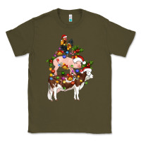 Army Green stacked christmas farm animals Classic Tee - Artiststas
