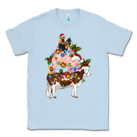 Dusty Blue stacked christmas farm animals Classic Tee - Artiststas