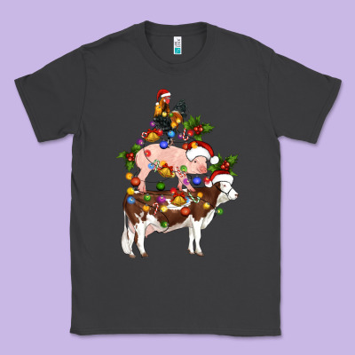 Stacked Christmas Farm Animals Classic Tee Designed By Artiststas