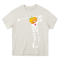 Cream Golf Skeleton Pumpkin Halloween Shirt Heavy Core Tee - maiPhamDesign