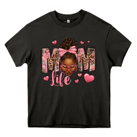 Asphalt Afro Messy Bun Mom Life Heavy Core Tee - texasbilliewilder